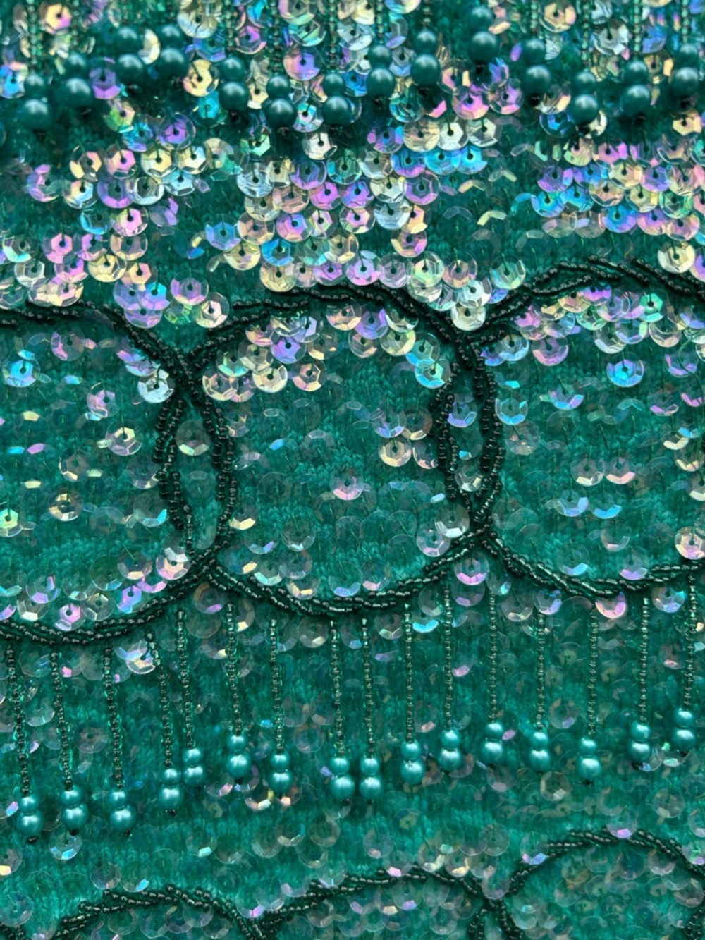 Vintage Green sequin sleeveless top, size “14” (modern 8/10) - Picture 7 of 11